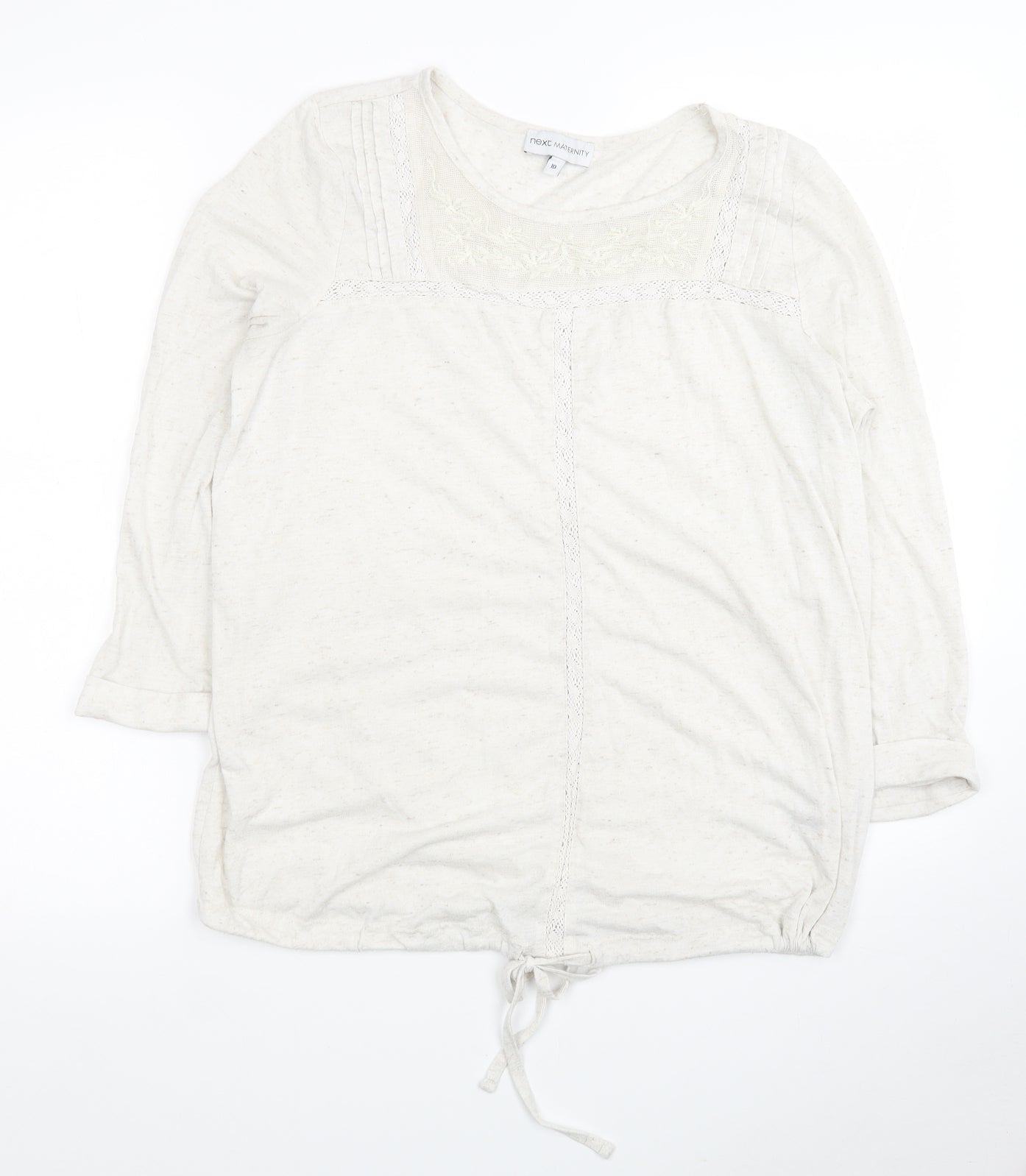 NEXT Womens Ivory Polyester Jersey T-Shirt Size 10 Round Neck