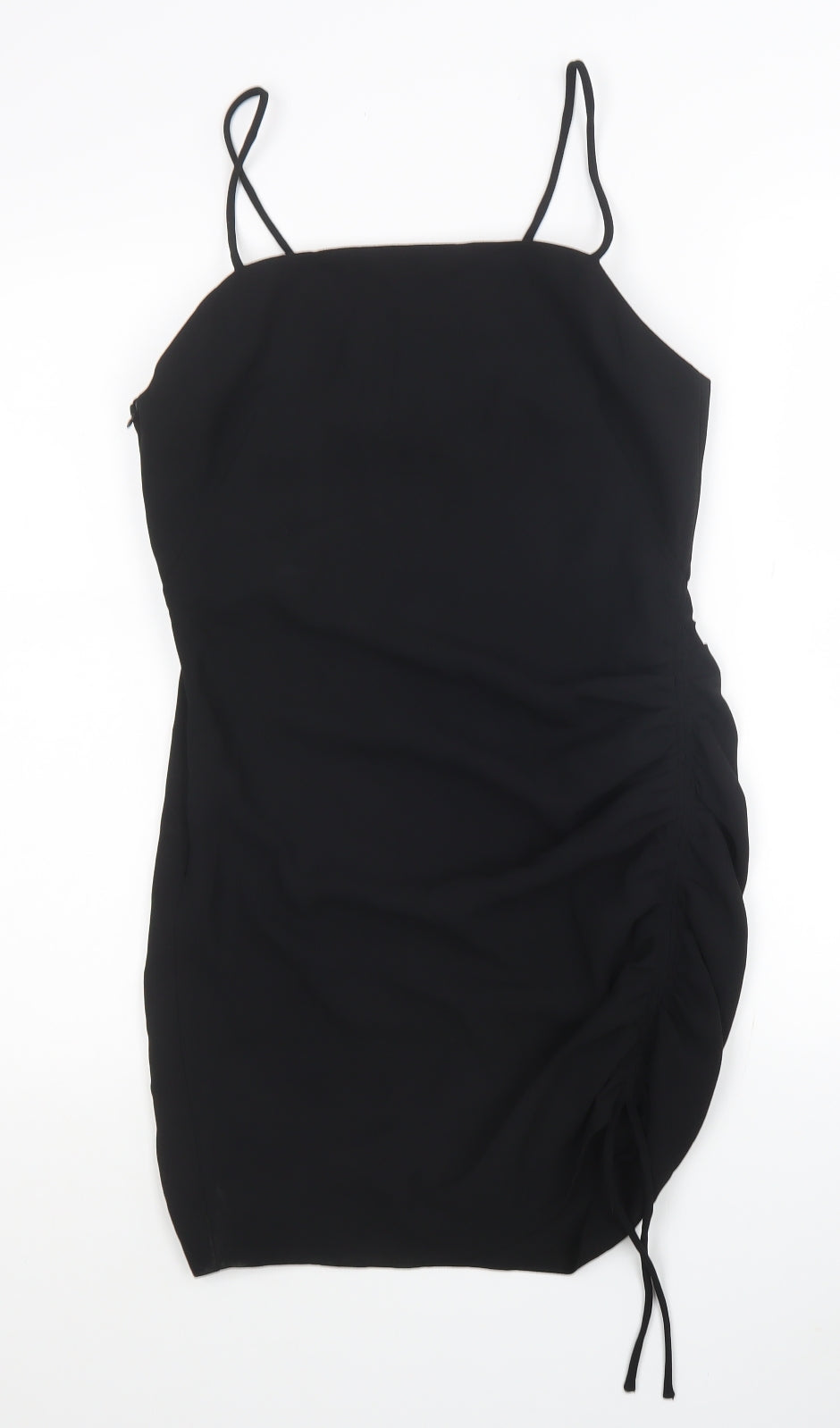 Zara Womens Black Polyester Mini Size S Square Neck Zip