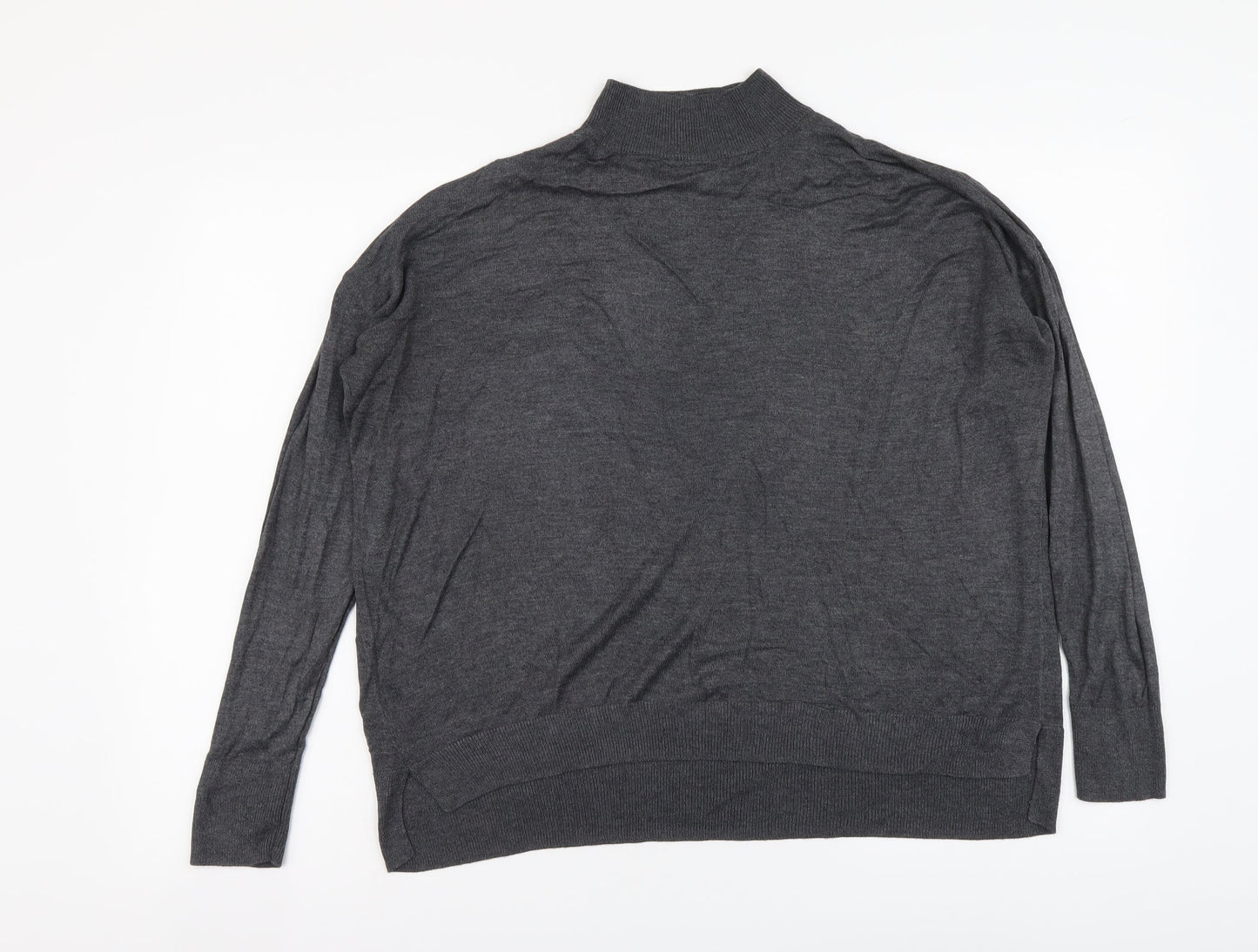 Dorothy Perkins Womens Grey Mock Neck Acrylic Pullover Jumper Size 14