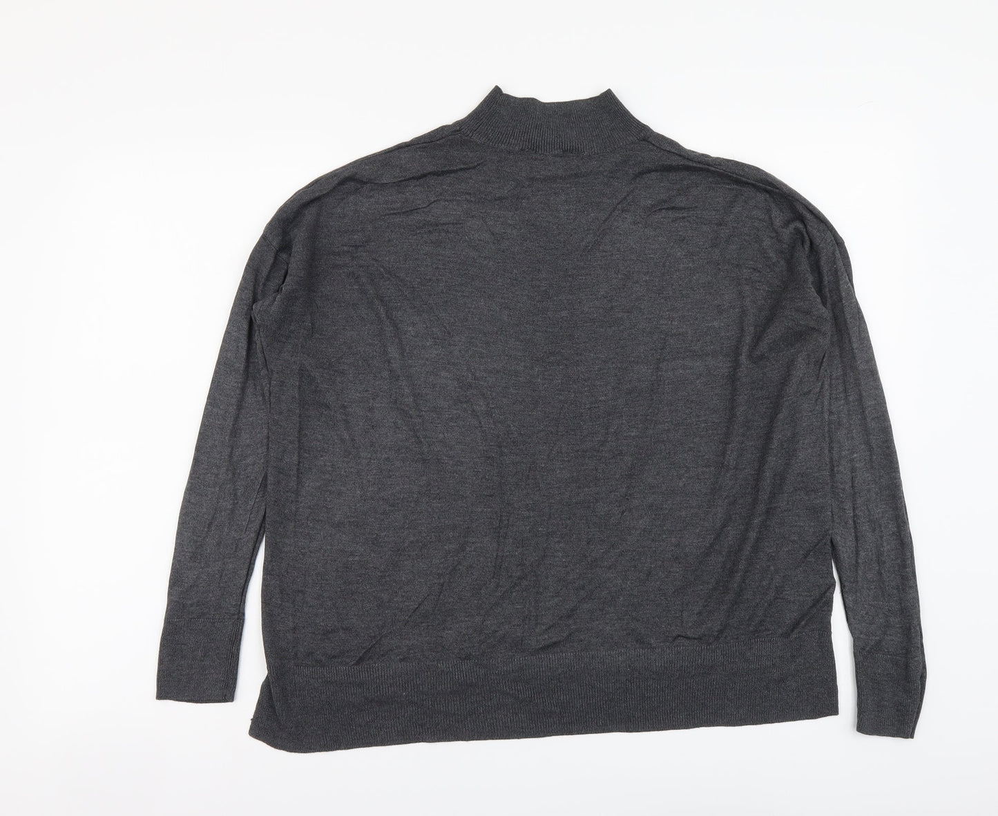 Dorothy Perkins Womens Grey Mock Neck Acrylic Pullover Jumper Size 14