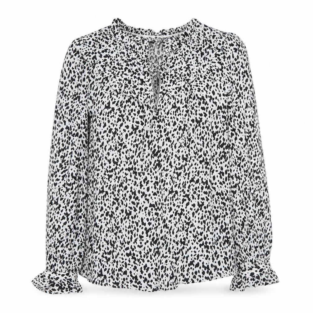Marks and Spencer Womens White Geometric Viscose Basic Blouse Size 6 Round Neck