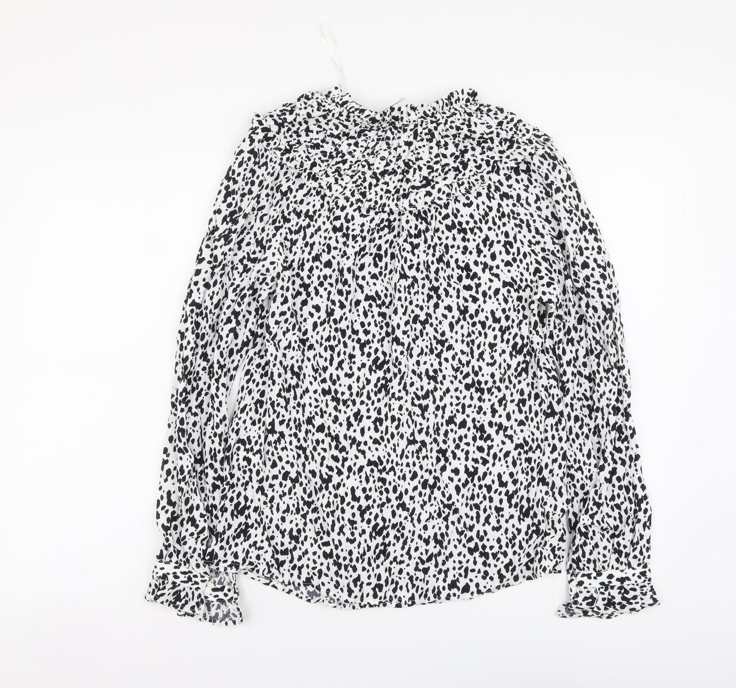 Marks and Spencer Womens White Geometric Viscose Basic Blouse Size 6 Round Neck