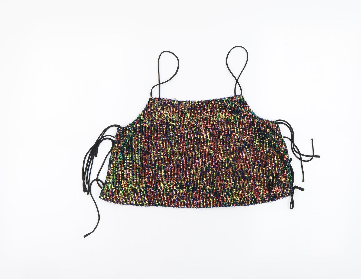 Topshop Womens Multicoloured Polyester Cropped Tank Size 8 Square Neck