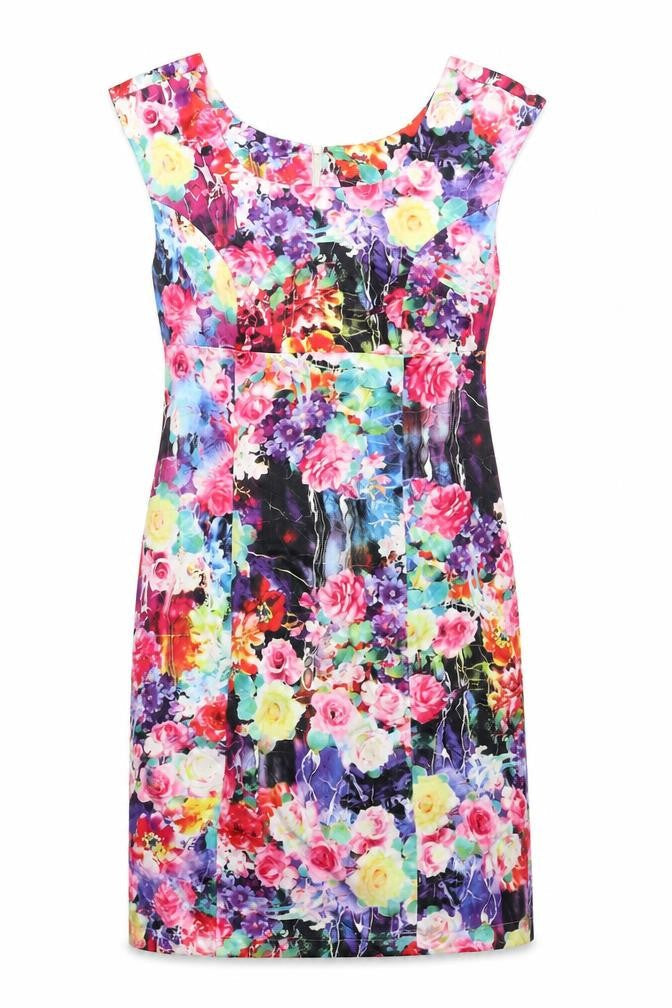 TANNER STREET Womens Multicoloured Floral Cotton A-Line Size 10 Round Neck Zip