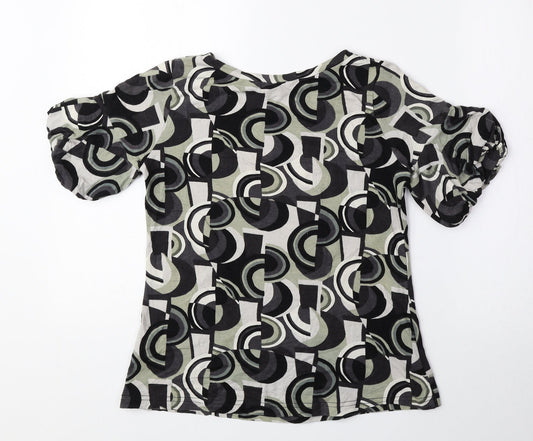 New Look Girls Multicoloured Geometric Viscose Basic Blouse Size 12-13 Years Round Neck Pullover