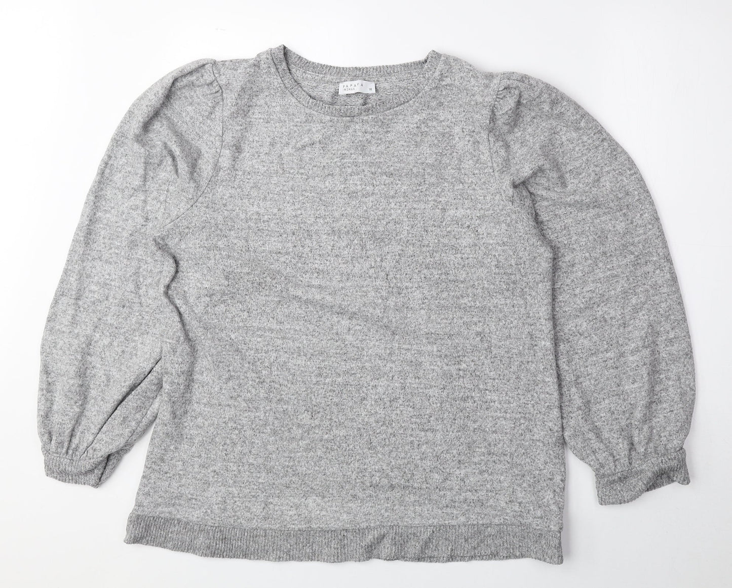 Papaya Womens Grey Round Neck Viscose Pullover Jumper Size 16