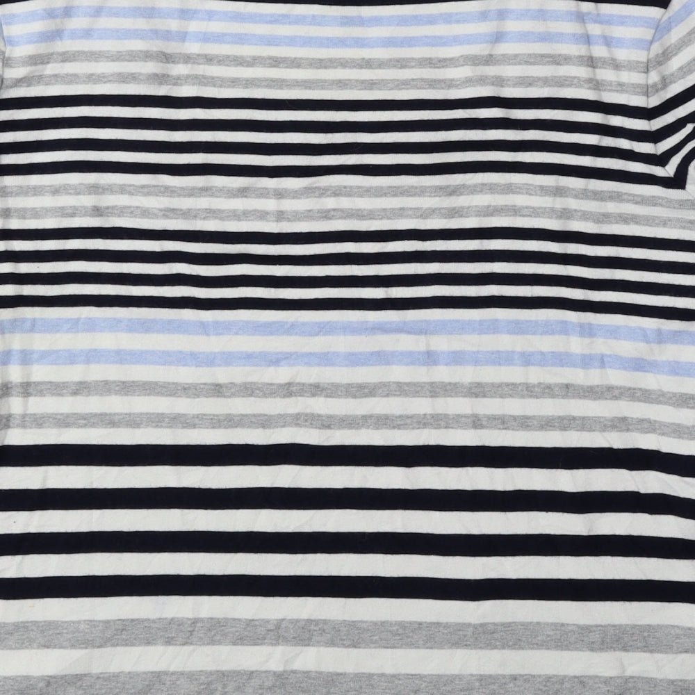 CC Womens Blue Striped 100% Cotton Basic Blouse Size M Square Neck