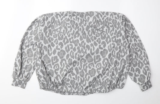 Matalan Womens Green Animal Print Polyester Pullover Sweatshirt Size S Drawstring - Cheetah Print