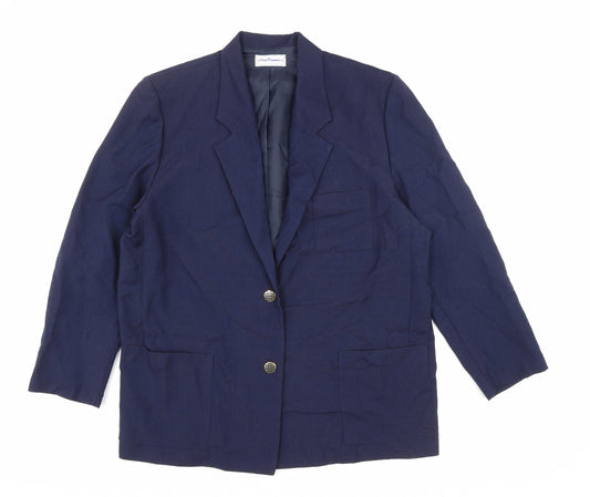 Paul Mausner Womens Blue Polyester Jacket Blazer Size 18