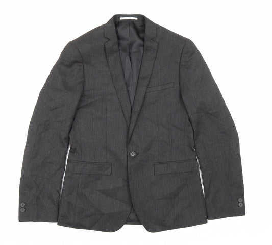 Moss London Mens Grey Polyester Jacket Blazer Size 36