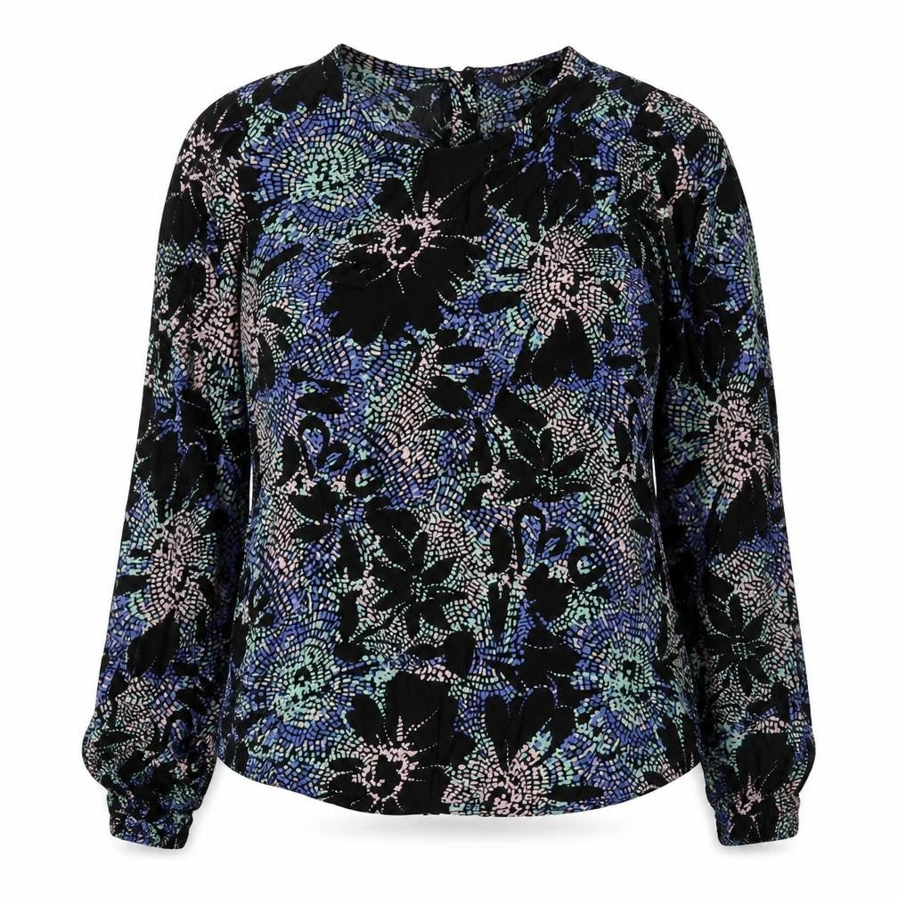 Marks and Spencer Womens Multicoloured Geometric Viscose Basic Blouse Size 8 Round Neck