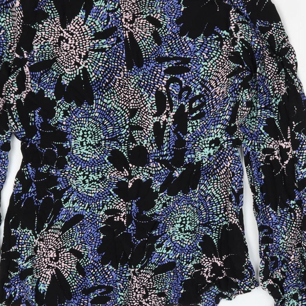 Marks and Spencer Womens Multicoloured Geometric Viscose Basic Blouse Size 8 Round Neck