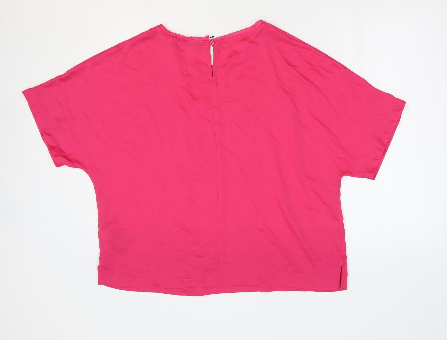 Marks and Spencer Womens Pink Polyester Basic T-Shirt Size 16 Round Neck