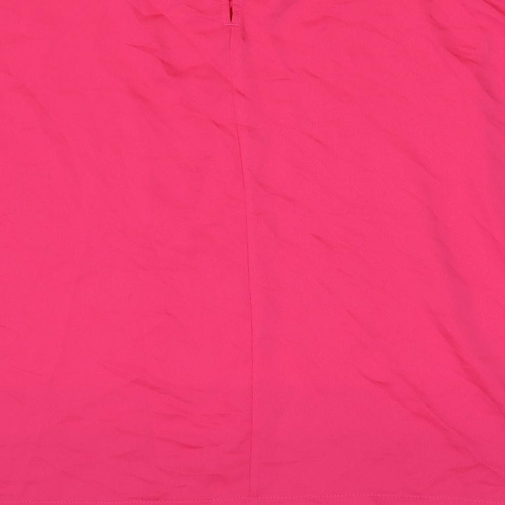 Marks and Spencer Womens Pink Polyester Basic T-Shirt Size 16 Round Neck