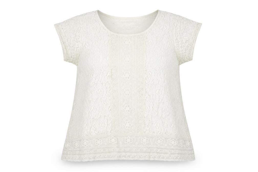 Karen Kane Womens White Floral Cotton Basic Blouse Size XS Round Neck