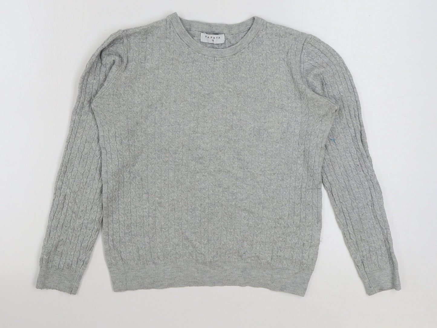 Matalan Womens Grey Round Neck Viscose Pullover Jumper Size 12