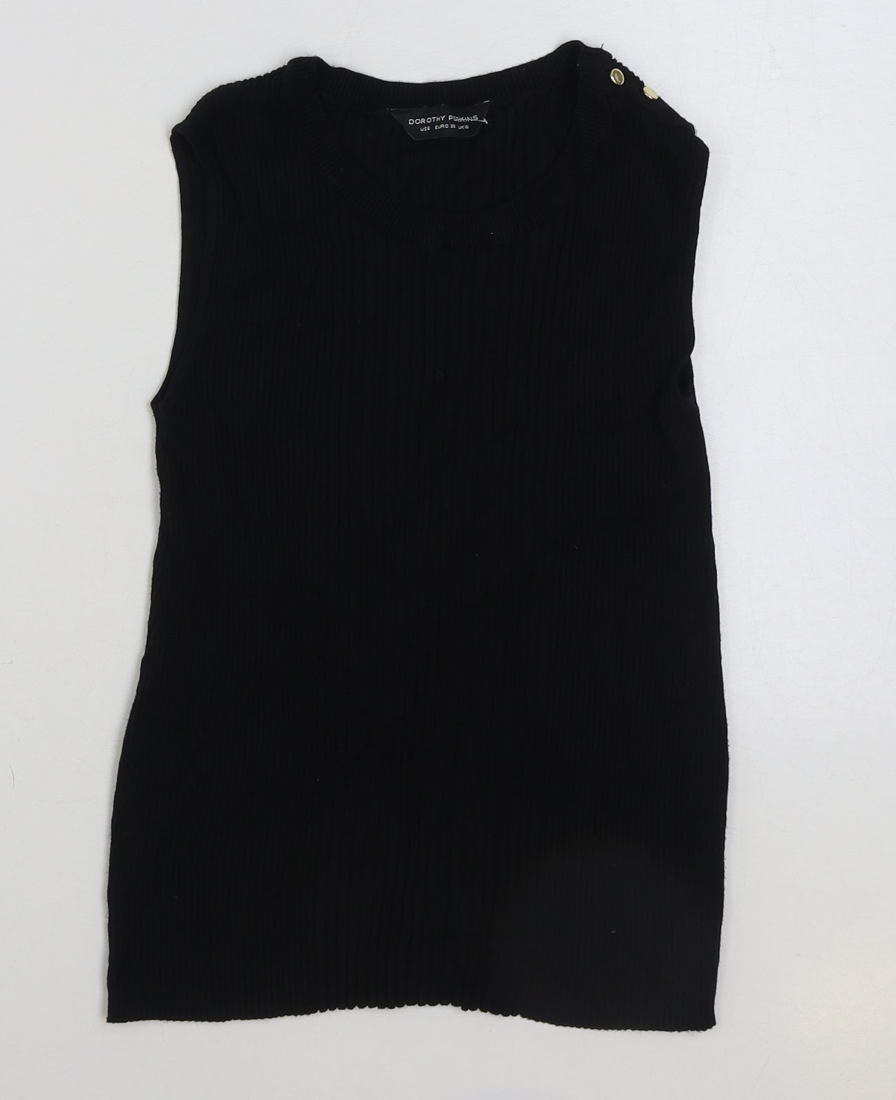 Dorothy Perkins Womens Black Polyester Basic Tank Size 10 Round Neck