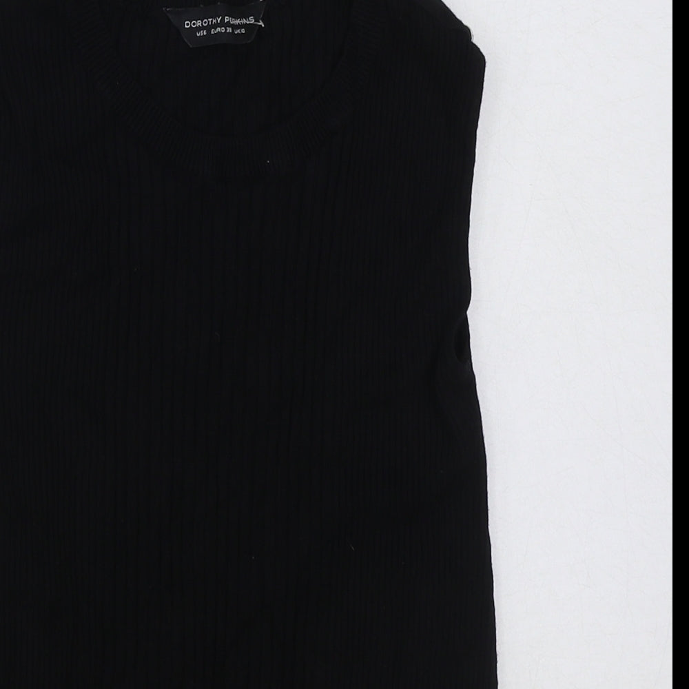 Dorothy Perkins Womens Black Polyester Basic Tank Size 10 Round Neck