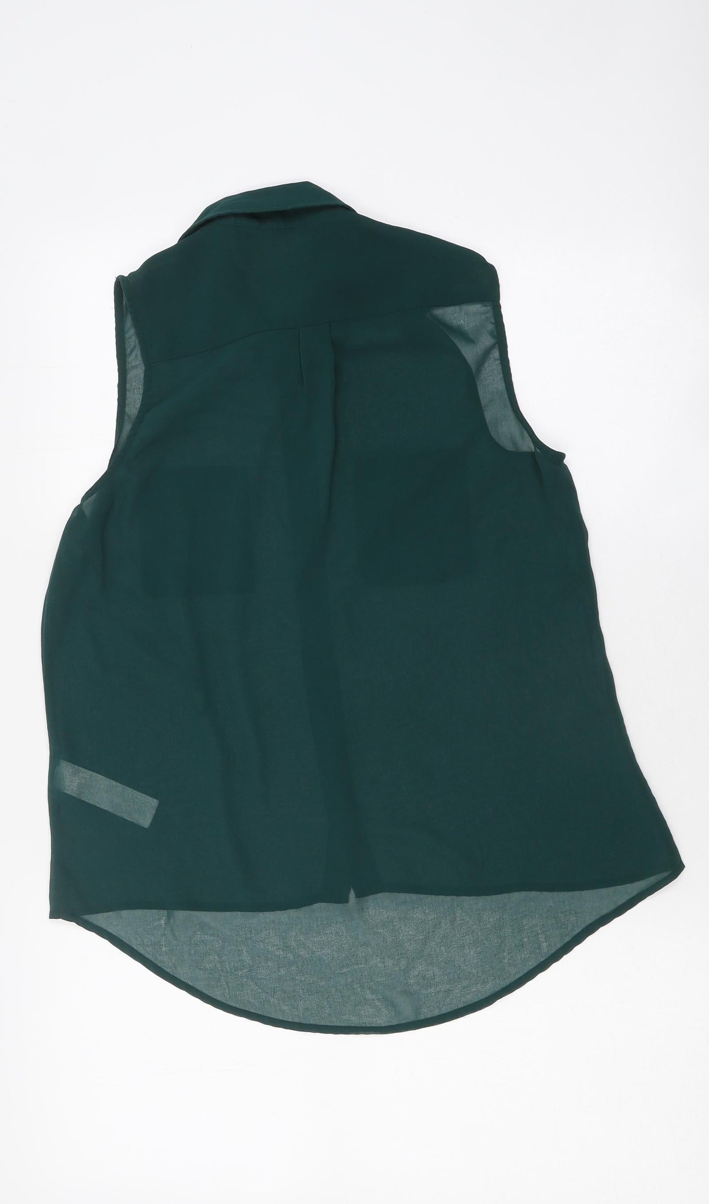 New Look Womens Green Polyester Jersey Button-Up Size 8 Collared