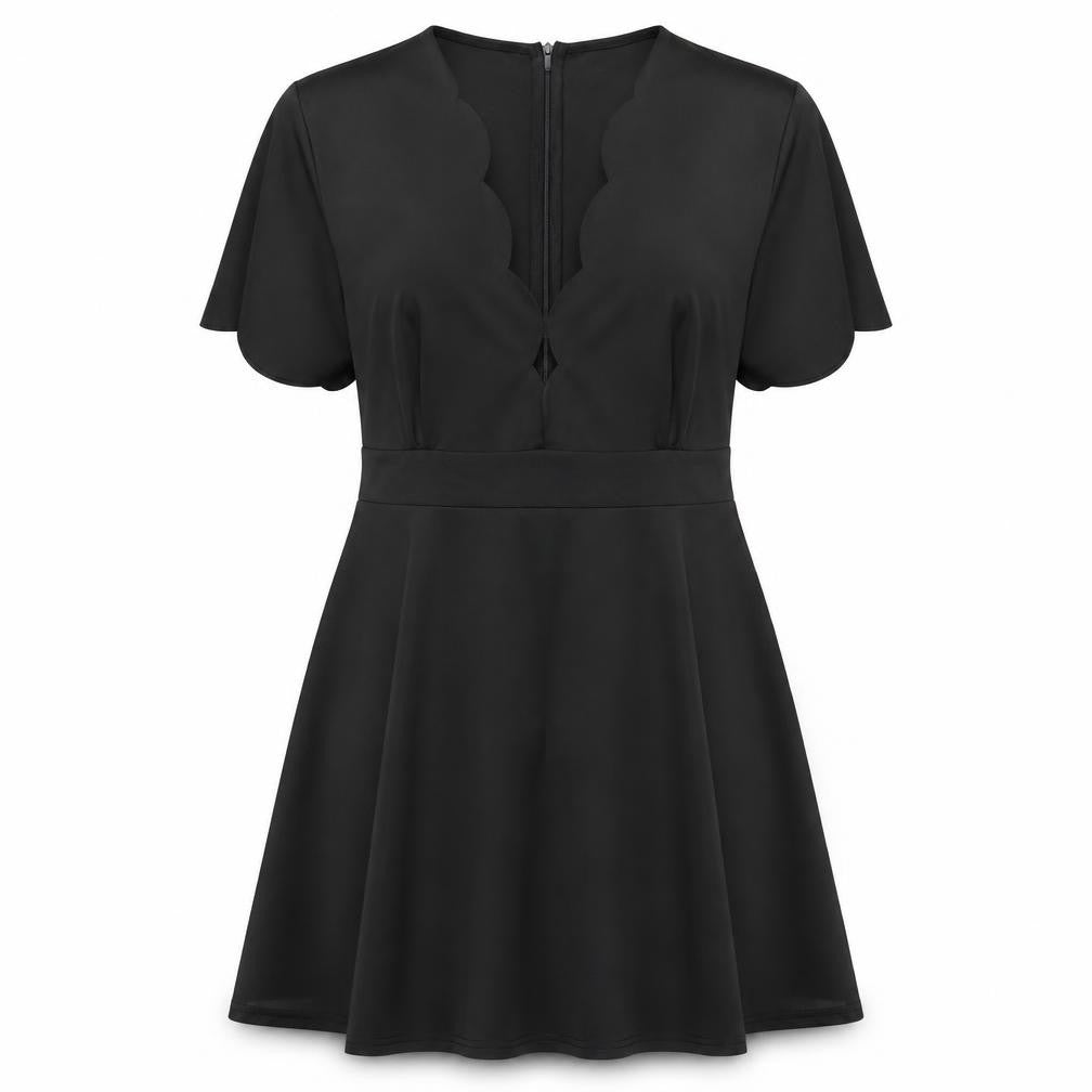 Blood Chic Womens Black Polyester Skater Dress One Size Round Neck Zip - Sizes 14-28