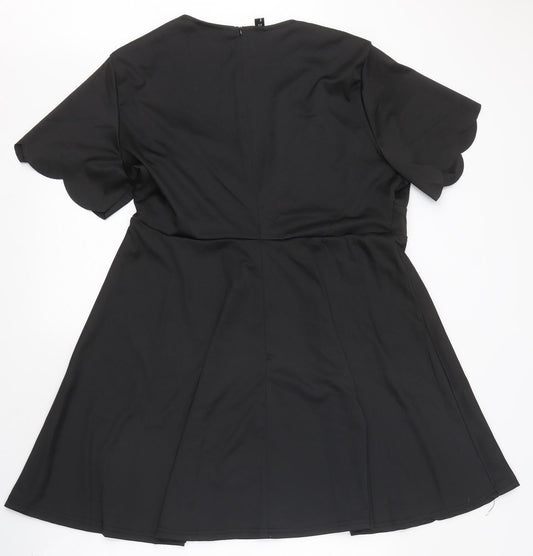 Blood Chic Womens Black Polyester Skater Dress One Size Round Neck Zip - Sizes 14-28