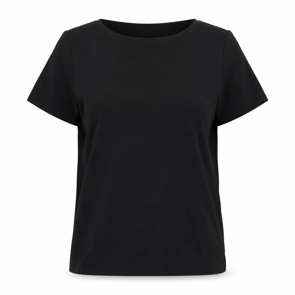 Marks and Spencer Womens Black Polyester Basic T-Shirt Size 8 Round Neck