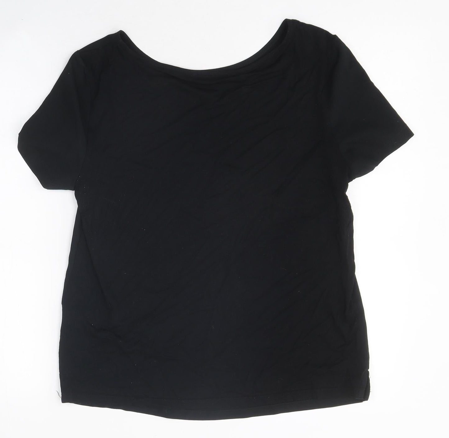 Marks and Spencer Womens Black Polyester Basic T-Shirt Size 8 Round Neck