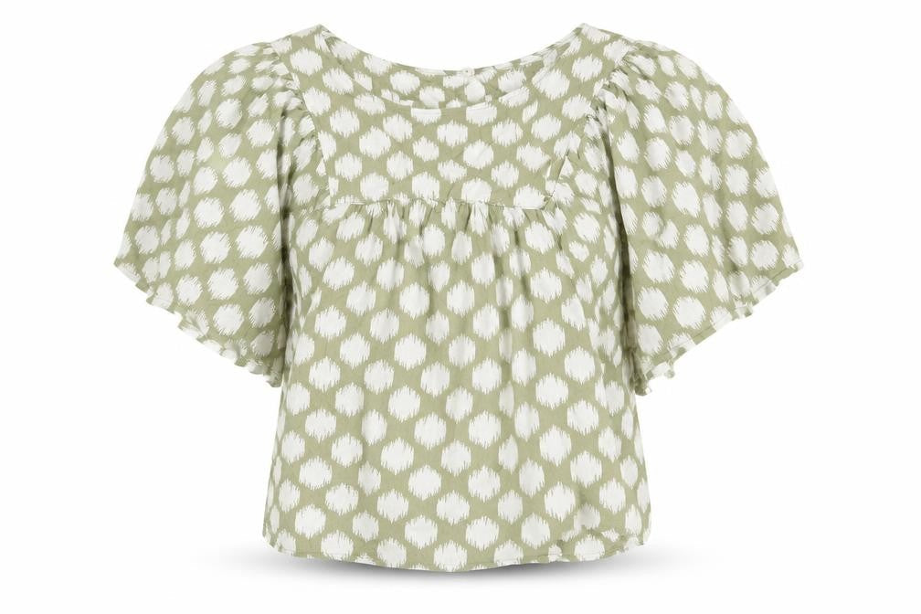 Marks and Spencer Womens Green Geometric Polyester Basic T-Shirt Size 12 Round Neck