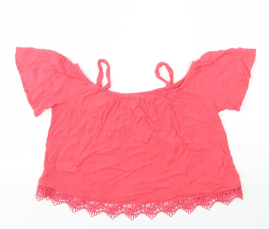 Buffalo by David Bitton Girls Pink Vinyl Basic Tank Size 12-13 Years Square Neck Pullover