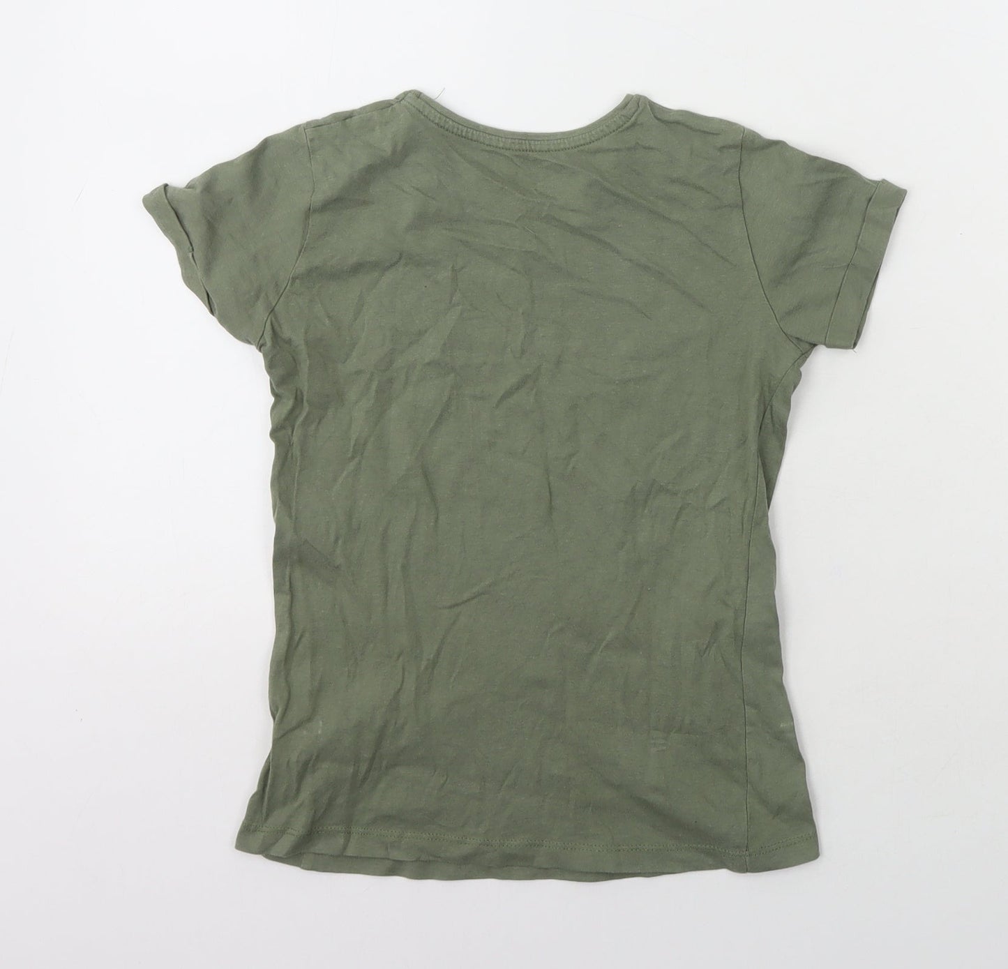 Primark Boys Green Cotton Basic T-Shirt Size 8-9 Years Round Neck Pullover - Brooklyn