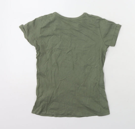 Primark Boys Green Cotton Basic T-Shirt Size 8-9 Years Round Neck Pullover - Brooklyn