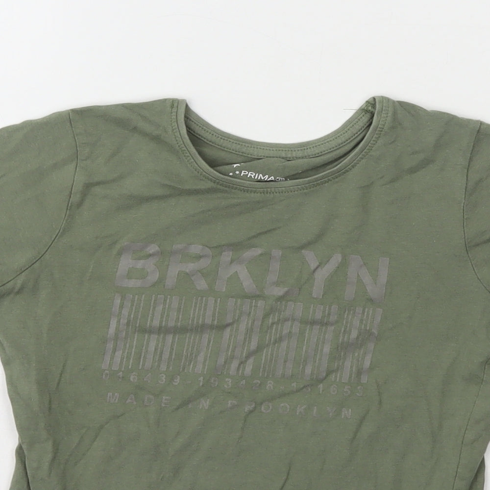 Primark Boys Green Cotton Basic T-Shirt Size 8-9 Years Round Neck Pullover - Brooklyn