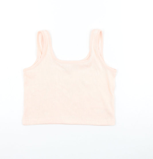 George Girls Pink Polyester Cropped Tank Size 12-13 Years Round Neck Pullover