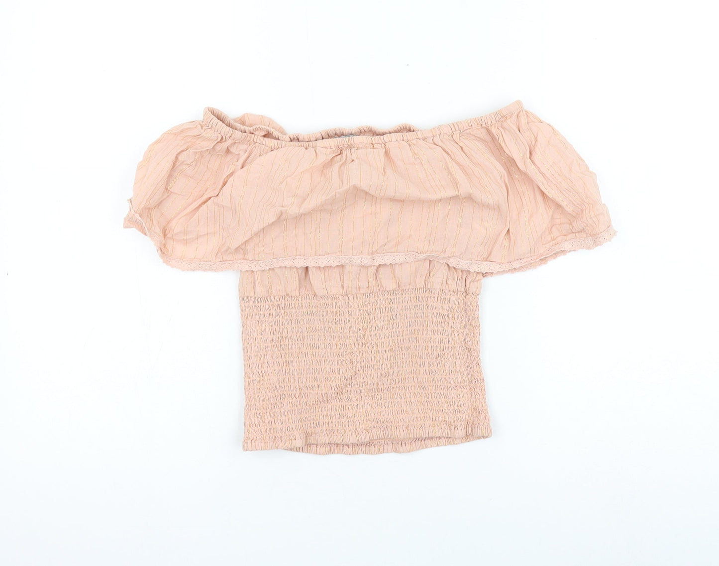 Very Womens Pink Cotton Basic Blouse Size 8 Off the Shoulder