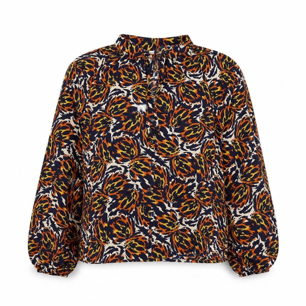 Object Womens Multicoloured Geometric Polyester Basic Blouse Size 12 V-Neck