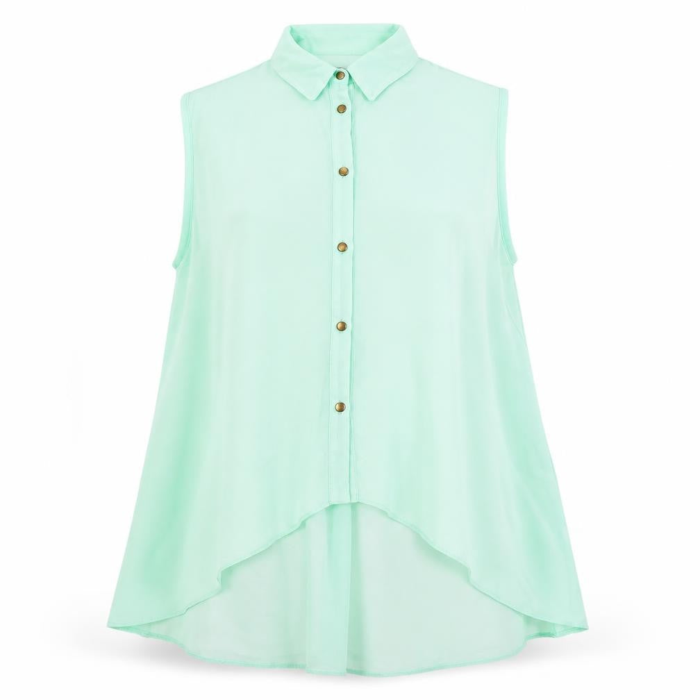 Atmosphere Womens Green Polyester Basic Button-Up Size 12 Collared