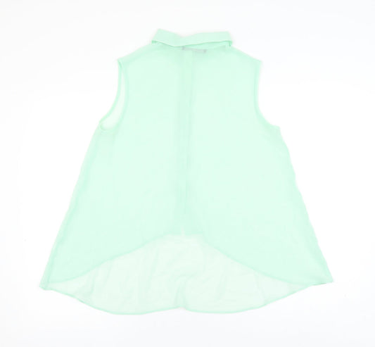 Atmos Womens Green Polyester Basic Button-Up Size 12 Collared