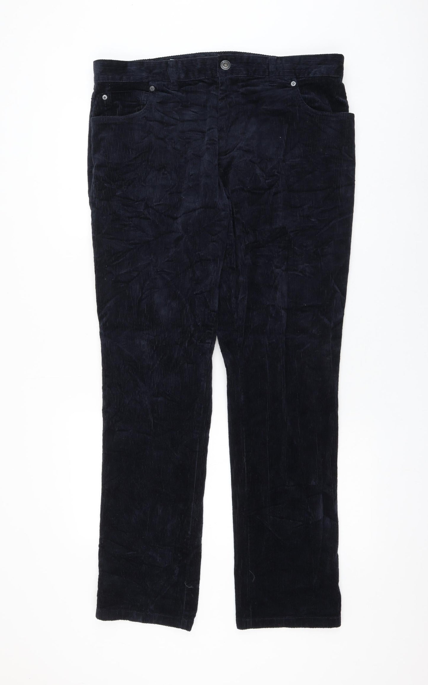 NEXT Womens Blue Cotton Trousers Size 36 in L30 in Regular Zip