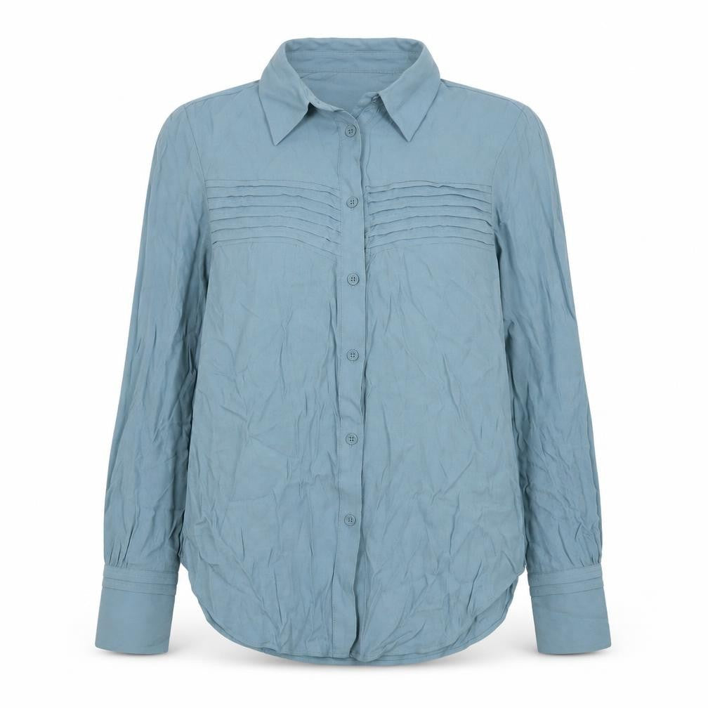 Marks and Spencer Womens Blue Viscose Basic Button-Up Size 6 Collared