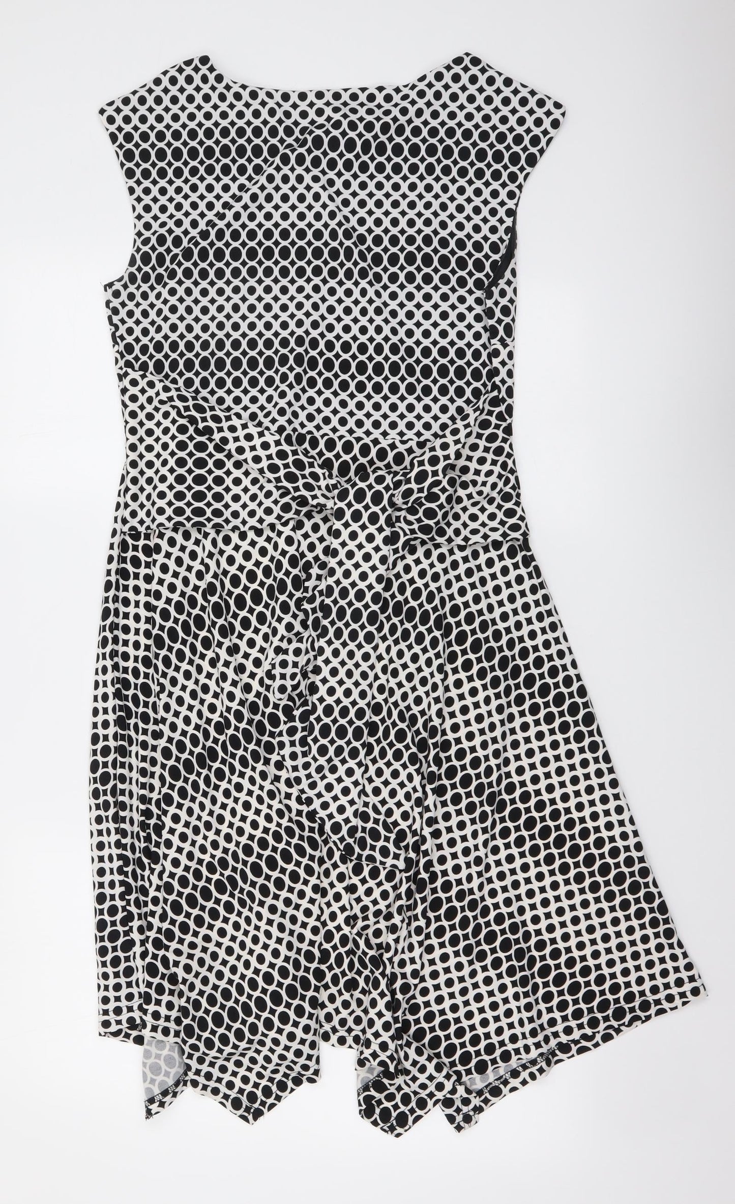 Izabel Womens Black Geometric Polyester A-Line Size 12 Boat Neck Pullover