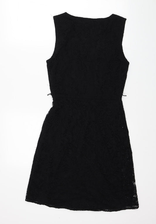 Yuni Womens Black Cotton Fit & Flare Size 10 V-Neck Pullover