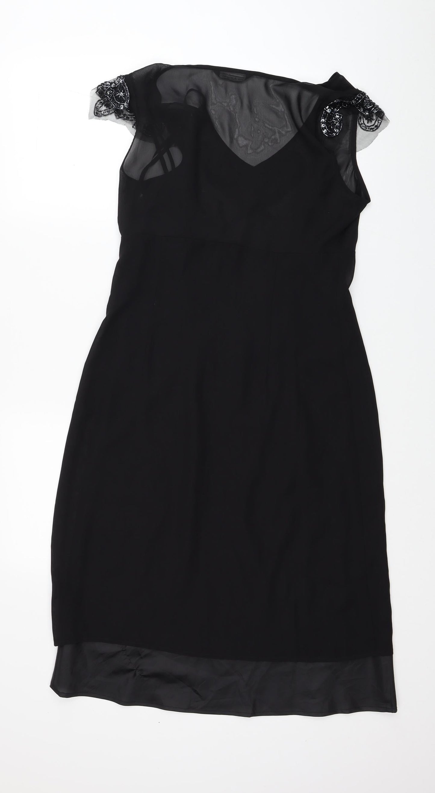 Autograph Womens Black Polyester A-Line Size 10 V-Neck Zip