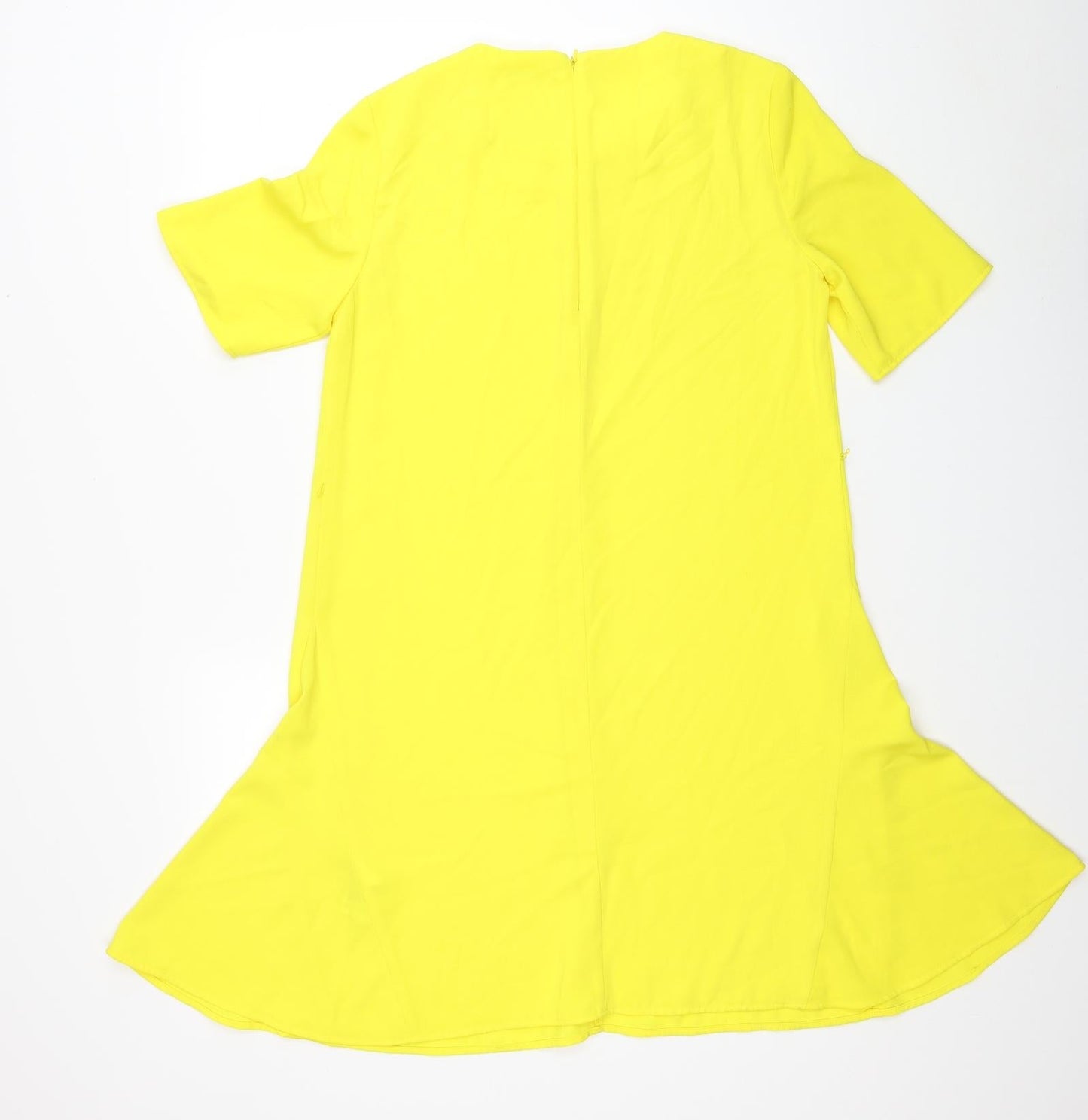 Warehouse Womens Yellow Polyester A-Line Size 10 Round Neck Zip