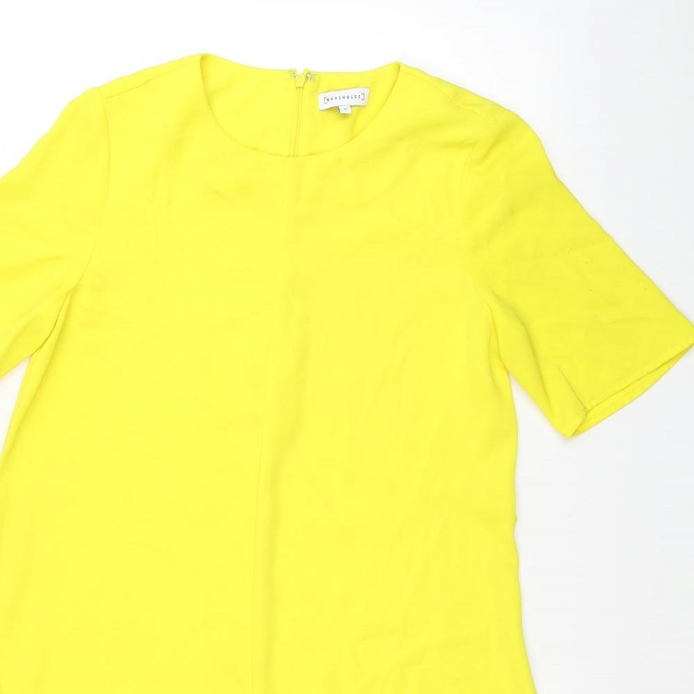 Warehouse Womens Yellow Polyester A-Line Size 10 Round Neck Zip