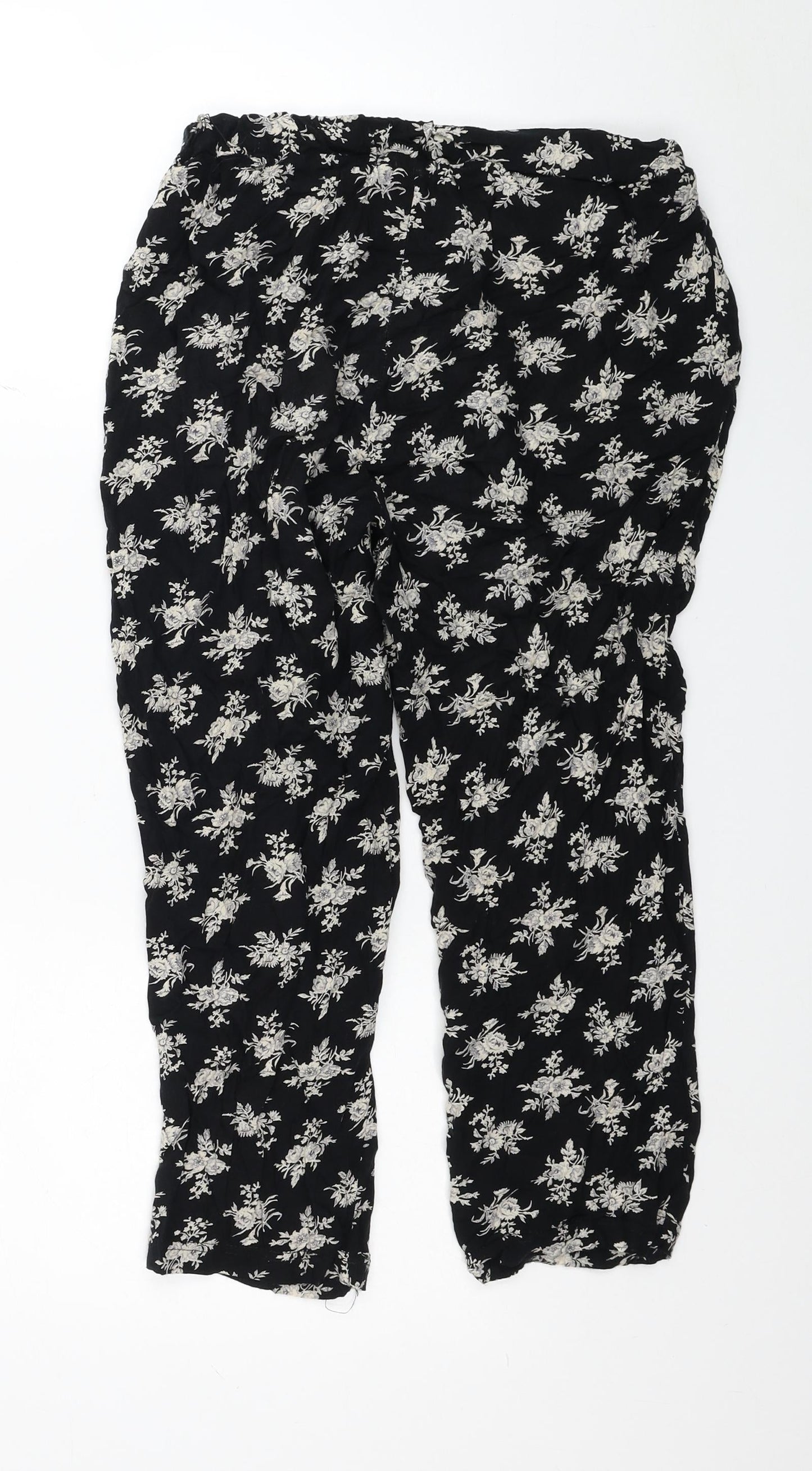 New Look Womens Black Floral Viscose Harem Trousers Size 10 L20 in Regular