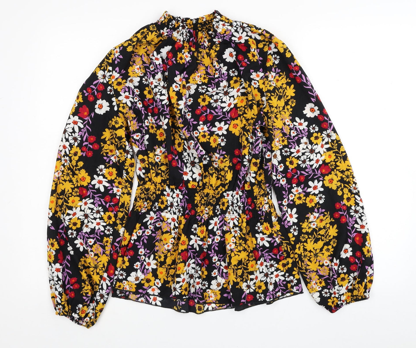 Outrageous Womens Multicoloured Floral Polyester Tunic Blouse Size 12 Round Neck