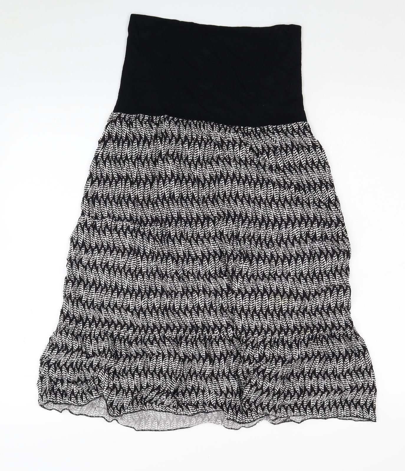 Rockmona Womens Black Geometric Viscose Swing Skirt Size 10