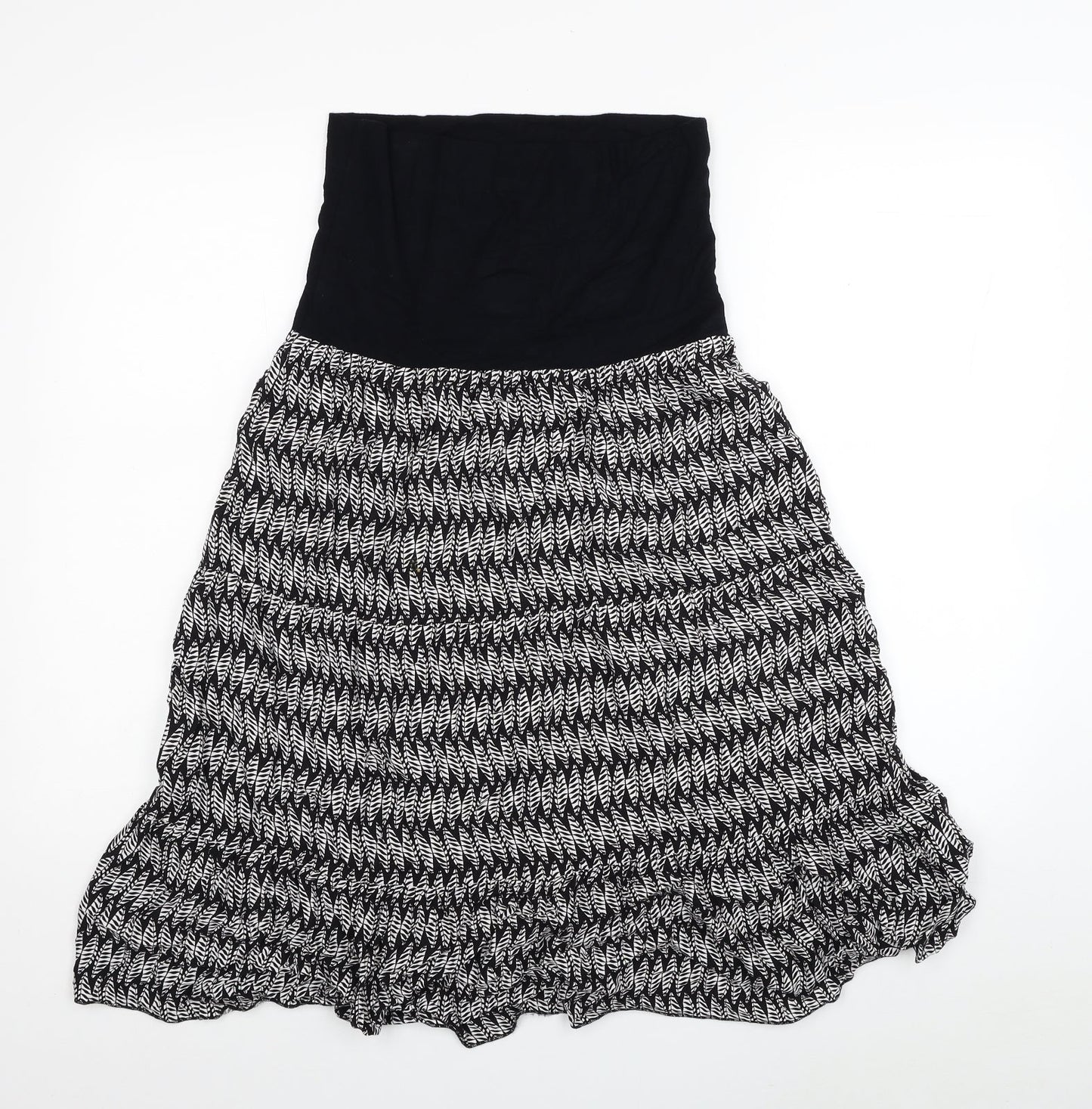 Rockmona Womens Black Geometric Viscose Swing Skirt Size 10