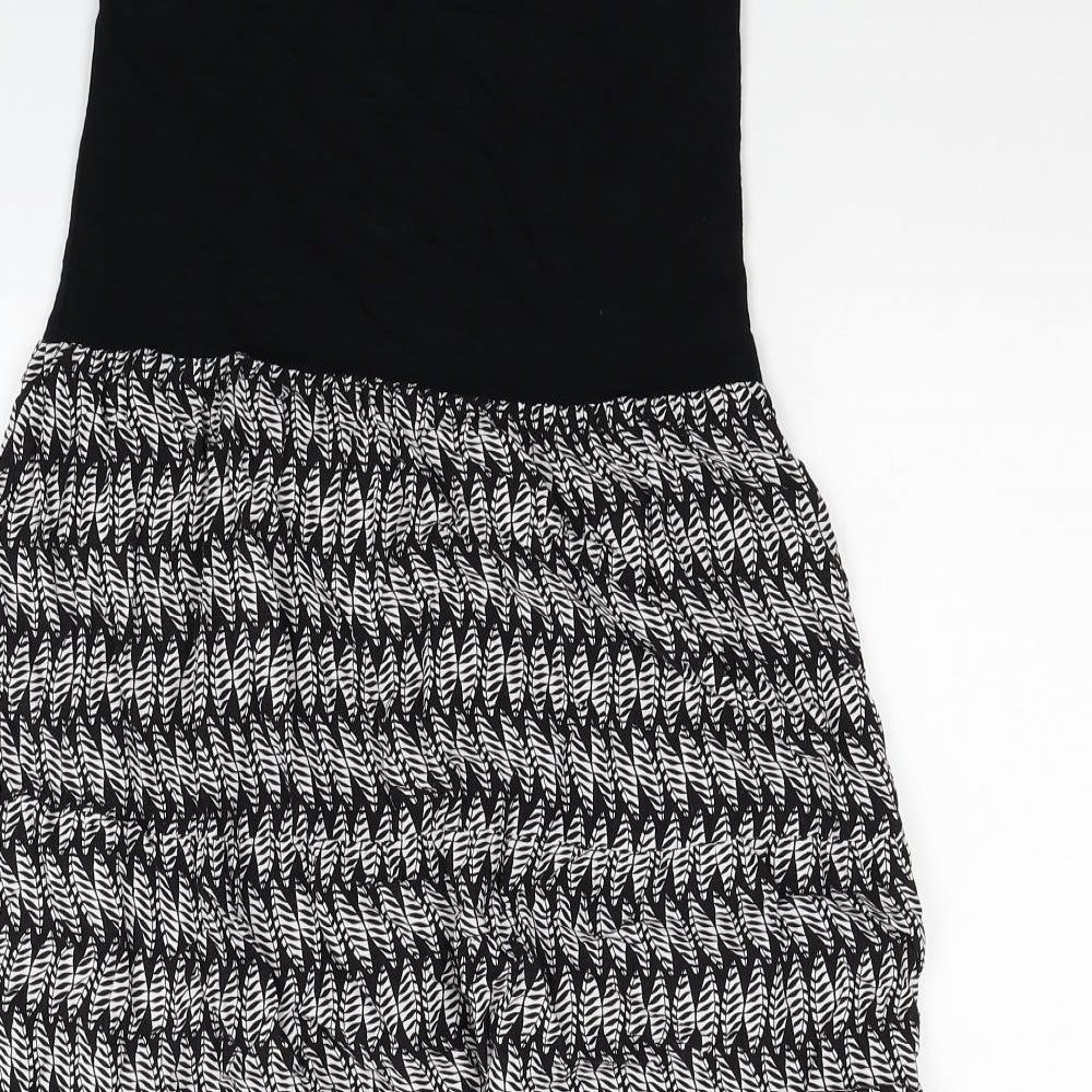 Rockmona Womens Black Geometric Viscose Swing Skirt Size 10