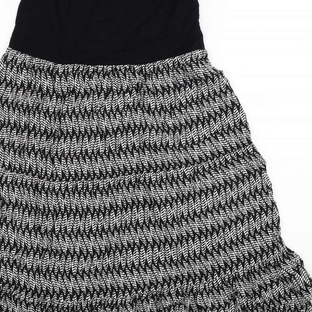 Rockmona Womens Black Geometric Viscose Swing Skirt Size 10